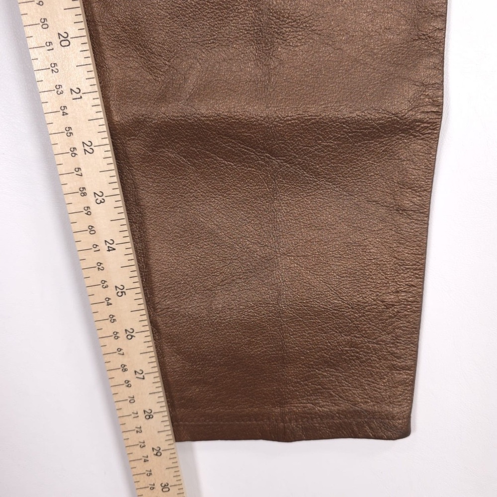 FORENZA 100% LEATHER Soft High Waist Bronze Lined Pants VTG‎ 1-9336-7 Size 8 - Picture 6 of 10